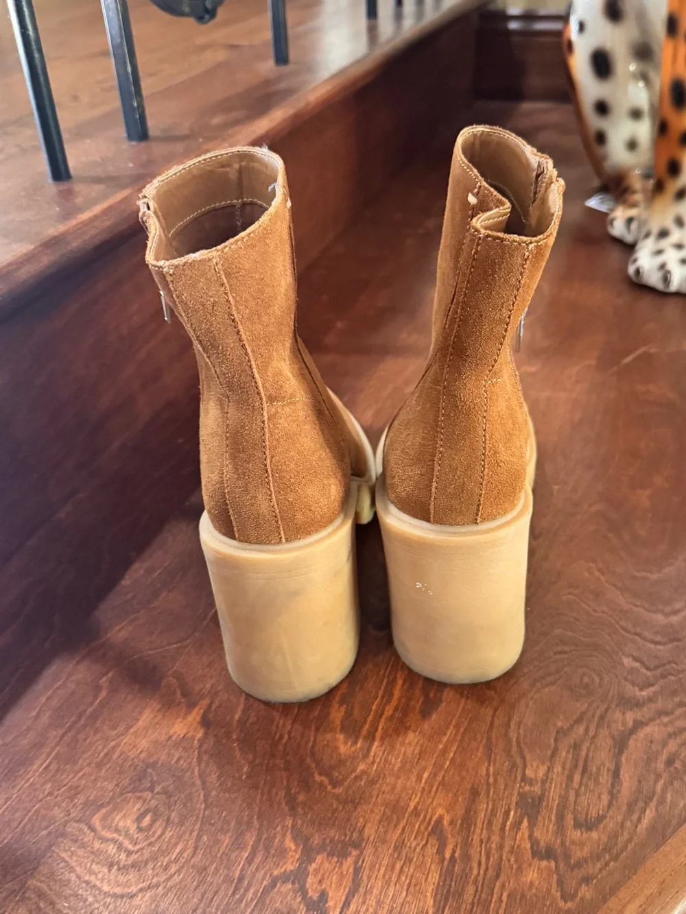 Dolce Vita Tan Suede Chunky Heel Ankle Boots